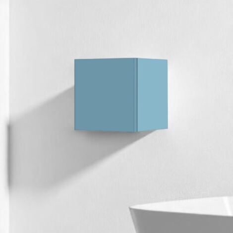 Pensile cubotto sospeso con anta Azzurro Opaco 30x30 cm