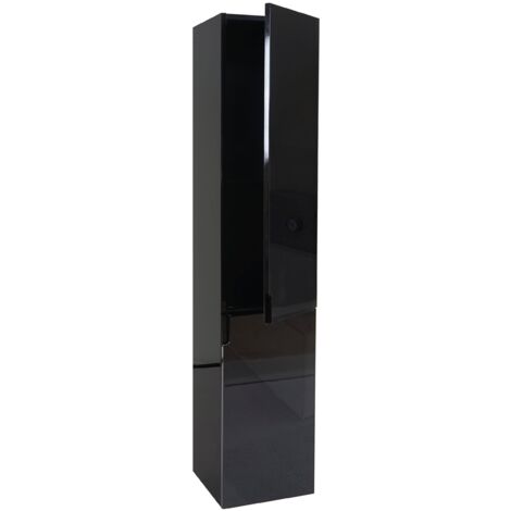Pensile da bagno con 2 ante aspetto lucido 150 x 30 cm MDF nero 040005763