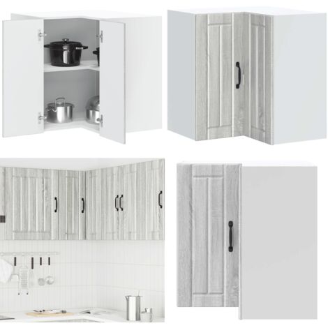 Pensile da Cucina ad Angolo Lucca Grigio Sonoma in Truciolato - Mobile da parete - Archiviazione cucina