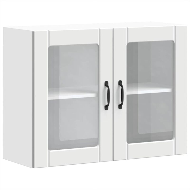 Vidaxl Pensile Da Cucina Con Porta In Vetro Lucca Bianco Truciolato