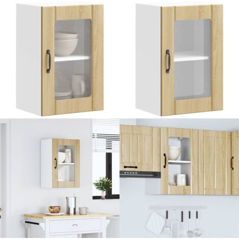 Pensile da Cucina con Porta in Vetro Lucca Rovere Sonoma - Armadio da cucina - Armadio a parete