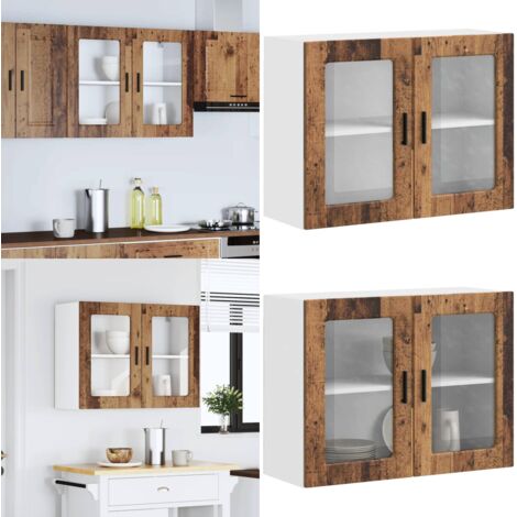 Pensile da Cucina con Porta in Vetro Porto Legno Vecchio - Armadio da cucina - Armadio a parete