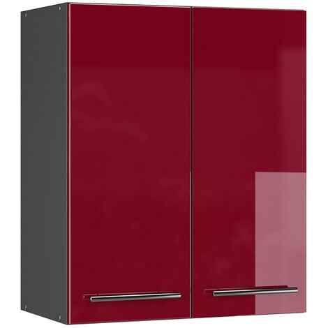 Pensile da cucina Fame-Line, Rosso bordeaux lucido, 60 cm, Vicco