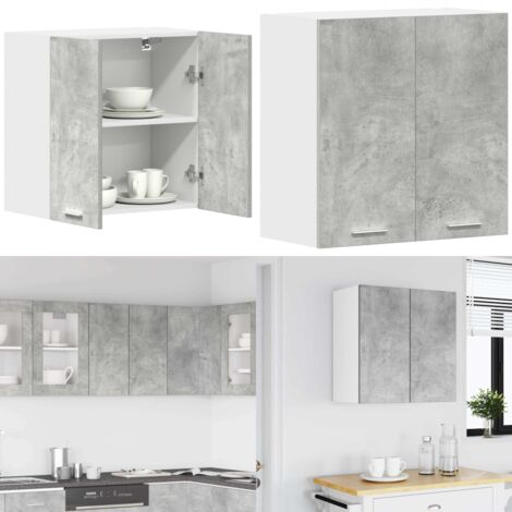 Pensile da Cucina Grigio Cemento 60x31x60 cm Legno Multistrato - Credenza da parete - Stoccaggio verticale