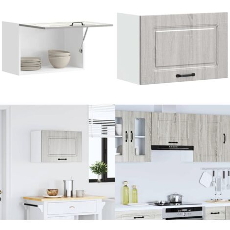 Pensile da Cucina Kalmar Grigio Sonoma in Legno Multistrato - Armadio da cucina - Armadio a parete