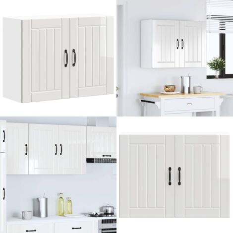 Pensile da Cucina Lucca Bianco Lucido in Legno Multistrato - Armadio da cucina - Armadio a parete