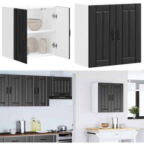 Pensile da Cucina Lucca Nero in Legno Multistrato - Armadietto da cucina - Armadietto a parete