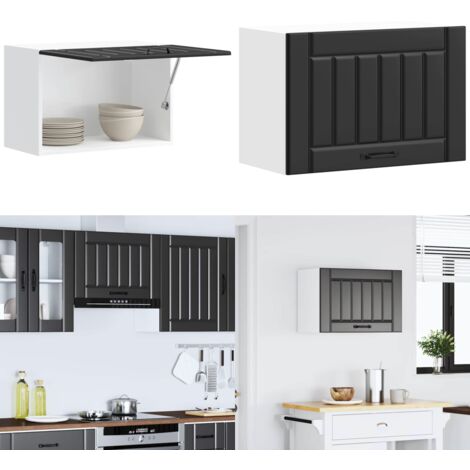 Pensile da Cucina Lucca Nero in Legno Multistrato - Armadio da cucina - Armadietto a parete