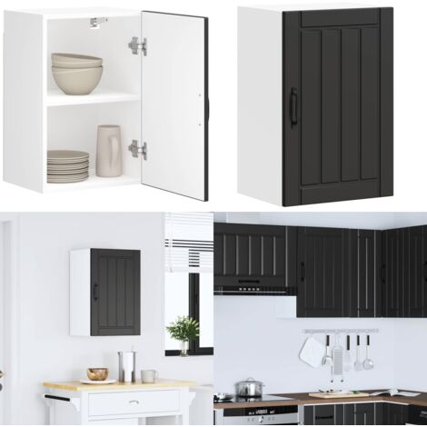 Pensile da Cucina Lucca Nero in Legno Multistrato - Armadio da cucina - Armadietto da parete