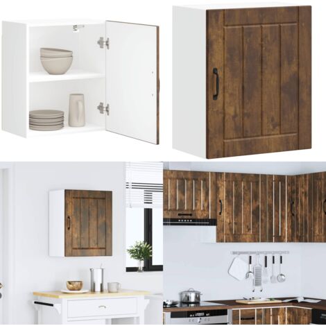 Pensile da Cucina Lucca Rovere Fumo in Legno Multistrato - Armadio da cucina - Armadietto da parete