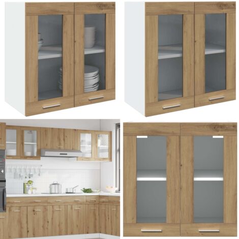 Pensile da Cucina “Lyon” Anta in Vetro Rovere Artigianale - Armadio da cucina - Armadio a parete