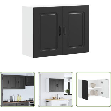 Pensile da cucina -  Pensile da Cucina Kalmar Nero in Legno Multistrato