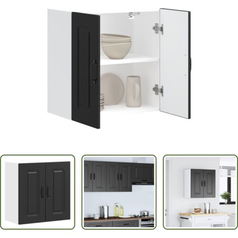 Pensile da cucina -  Pensile da Cucina Kalmar Nero in Legno Multistrato