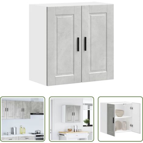 Pensile da cucina -  Pensile da Cucina Porto Grigio Cemento in Legno Multistrato