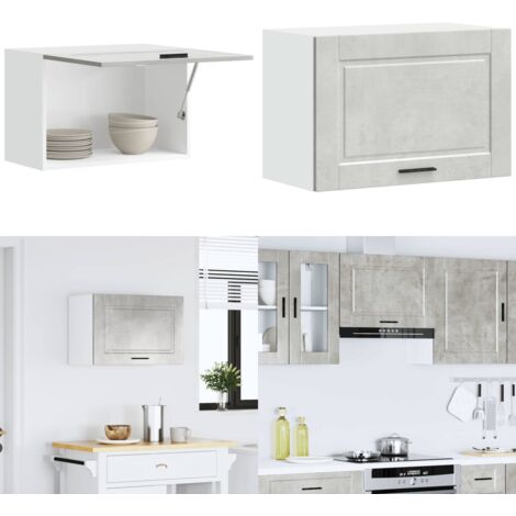 Pensile da Cucina Porto Grigio Cemento in Legno Multistrato - Armadietto da cucina - Armadio da parete