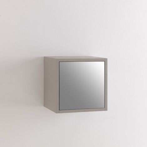 Pensile da Soggiorno 1 Anta 34x27x34 cm Specchio TFT Marte Pietra Avana
