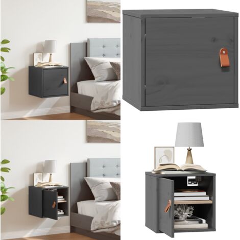 Pensile Grigio 31,5x30x30 cm in Legno Massello di Pino - Mobile da parete - Arredamento in legno