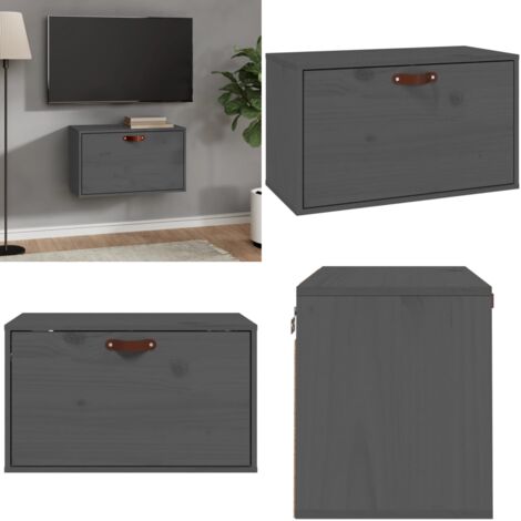 Pensile Grigio 60x30x35 cm in Legno Massello di Pino - Mobile da parete - Arredamento in legno