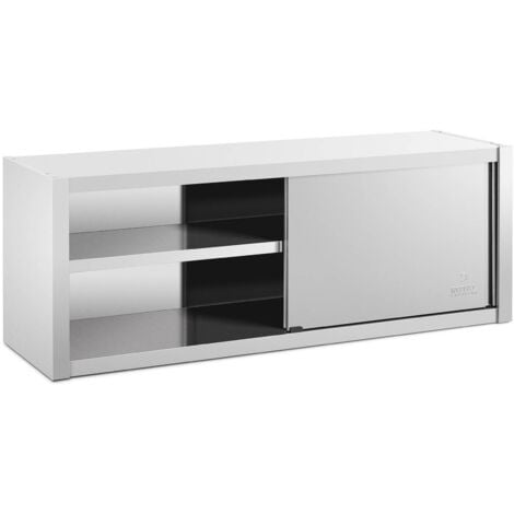 Pensile In Acciaio Inox Con Ante Scorrevoli Da Cucina 160x45 Cm Armadietto Inox
