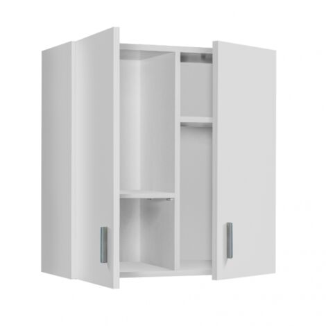 Pensile multiuso 59x60 cm bianco opaco con due ante e due ripiani estraibili - Parga