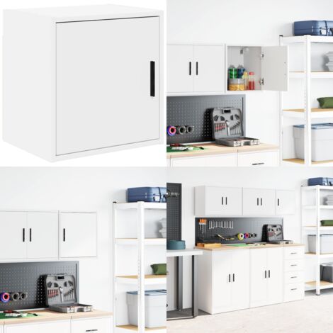 Pensile per Garage Bianco in Legno Multistrato - Armadio per garage - Pensile per garage