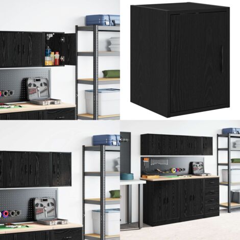 Pensile per Garage Nero in Legno Multistrato - Armadio per garage - Pensile per garage