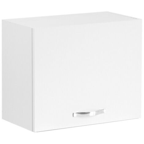 WEBMARKETPOINT Pensile sopracappa Bianco Frassinato con anta da cucina Cm 60x32xh49