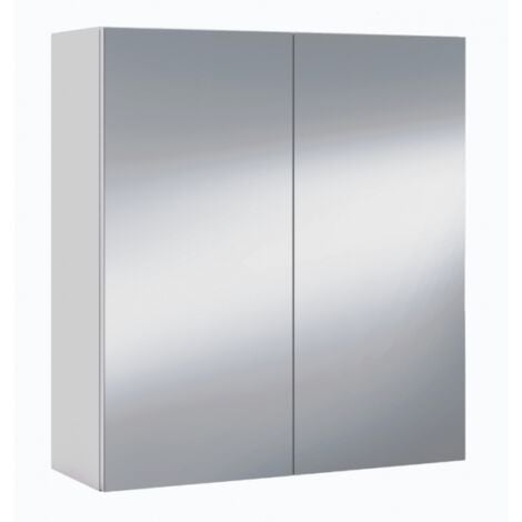 Pensile specchiera 60x21x65 cm bianco lucido con due ante - Bergamo