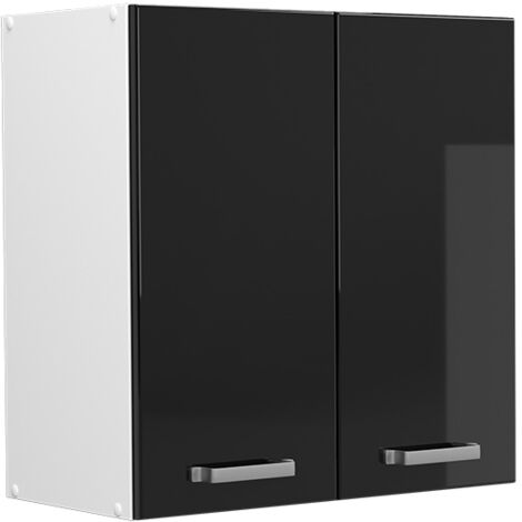 Pensile universale R-Line, Nero lucido, 60 cm con porte, Vicco