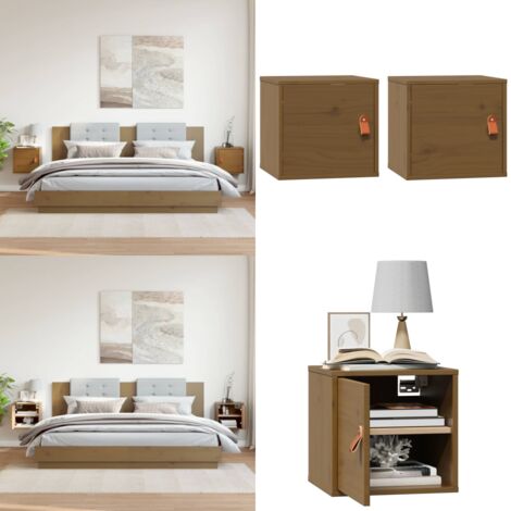 Pensili 2pz Marrone Ambra31,5x30x30cm in Legno Massello di Pino - Mobili portaoggetti - Arredamento decorativo