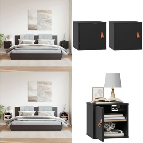 Pensili 2pz Neri 31,5x30x30 cm in Legno Massello di Pino - Mobili portaoggetti - Arredamento decorativo