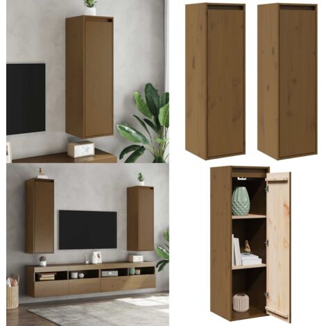 Pensili ambra 2 pz 30x30x100 cm in Legno Massello di Pino - Mobili da parete - Armadi da parete