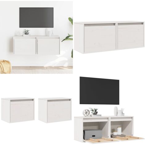 Pensili Bianchi 2 pz 45x30x35 cm in Legno Massello di Pino - Mobili pensili - Pensili per parete