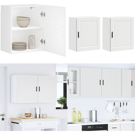 Pensili da Cucina 2 pz Porto Bianco in Legno Multistrato - Armadi da parete - Armadi da cucina