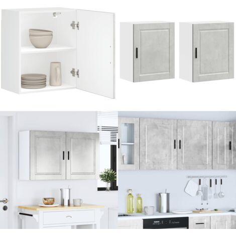 Pensili da Cucina 2 pz Porto Grigio Cemento Legno Multistrato - Armadi da parete - Armadi da cucina