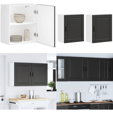 Pensili da Cucina 2 pz Porto Nero in Legno Multistrato - Armadi da parete - Armadi da cucina