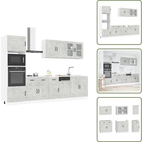 Pensili da cucina - vidaXL Set Mobili da Cucina 7 pz Kalmar Grigio Cemento in Truciolato - Archiviazione cucina