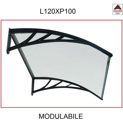 Pensilina con supporto resina nera lastra copertura metacrilato cm l120x100p