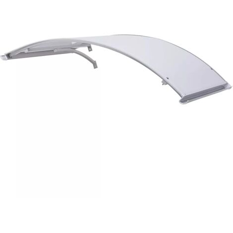 pensilina da esterno ad arco con supporto grigio e copertura in policarbonato compatto satinato opalino, 140x90 cm