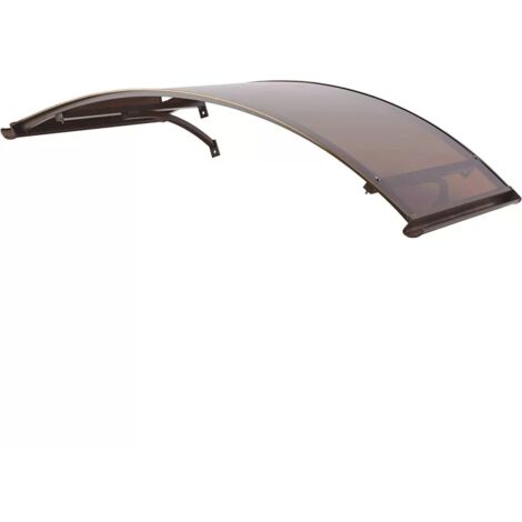pensilina da esterno ad arco con supporto marrone e copertura in policarbonato compatto satinato bronzo, 140x90 cm