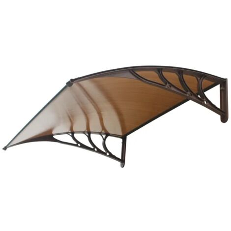 pensilina da esterno essenza in abs con supporto marrone e copertura in policarbonato alveolare fumé 100x60 cm