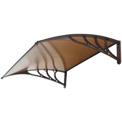 GARDEN FRIEND pensilina da esterno essenza in abs con supporto marrone e copertura in policarbonato alveolare fumé 100x60 cm