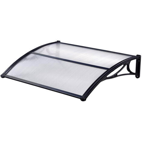 Pensilina Da Esterno In Abs Con Copertura Alveolare Trasparente 80x120cm Nera