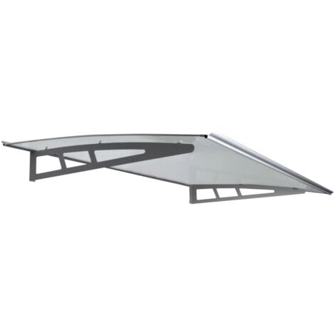 pensilina da esterno in alluminio con supporto grigio e copertura in policarbonato trasparente, 140x100 cm