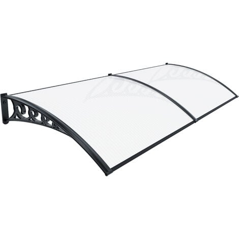 Pensilina Per Copertura In Policarbonato Alveolare Tettoia Modulabile Per Esterno Per Porte Balcone Finestre Elegante E Resistente, Trasparente (100 x 300 Cm)