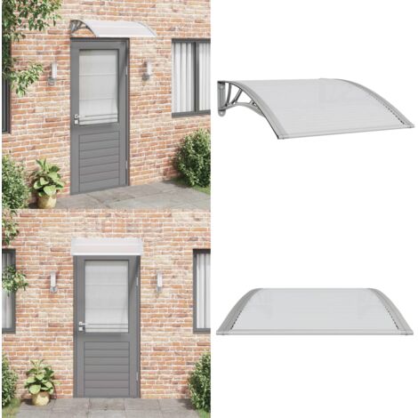 Pensilina per porta grigia e trasparente 100x75 cm in policarbonato - Protezione porta - Protezione da pioggia