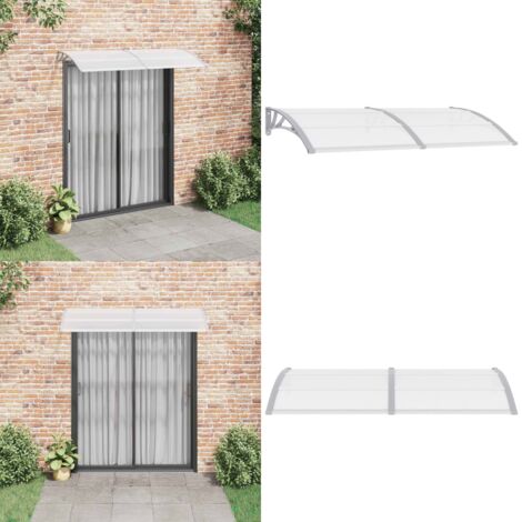 Pensilina per Porta Grigia e Trasparente 200x75 cm in PC - Copertura per porte - Tettoia per porte