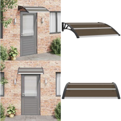 Pensilina per Porta Nera 120x100 cm in PC - Protezione da pioggia - Tettoia per porte
