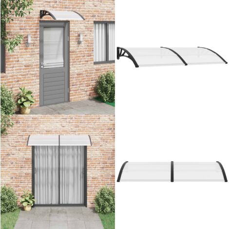 Pensilina per Porta Nera e Trasparente 200x75 cm in PC - Copertura per porte - Protezione da pioggia