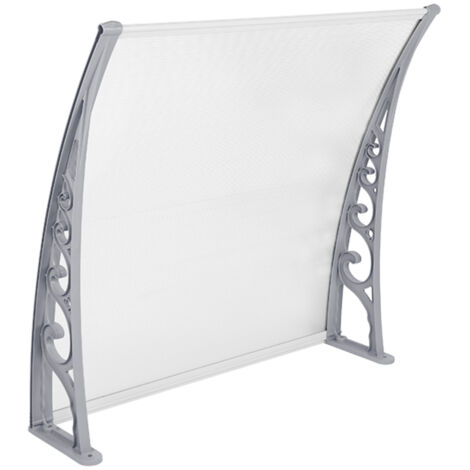 Pensilina per porta, pensilina per porta d'ingresso, 100 x 150 cm, bianco e grigio chiaro